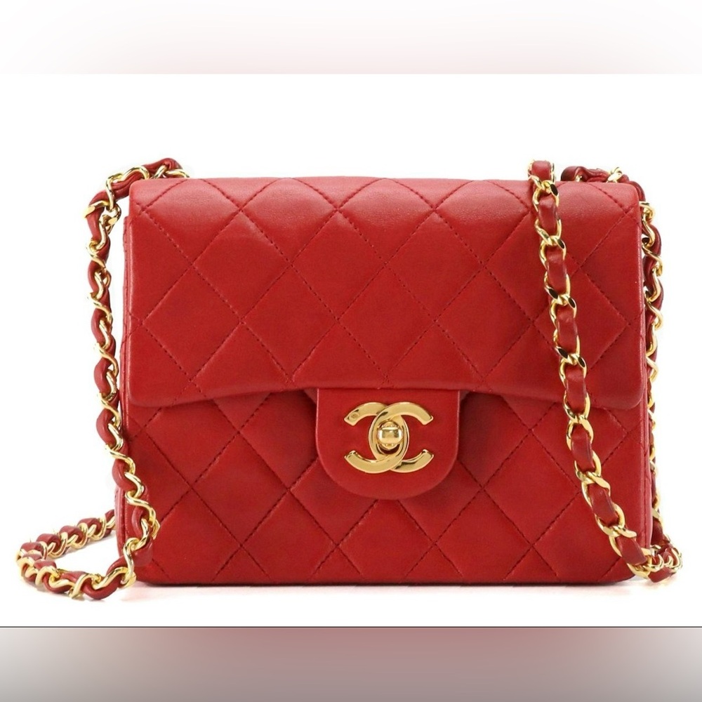 Chanel Classic Mini Flap Bag in Red
Quilted Lambskin Leather